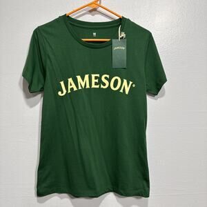 Jameson Irish Whiskey Green T-Shirt Women’s M Short Sleeve Spell Out print Tee